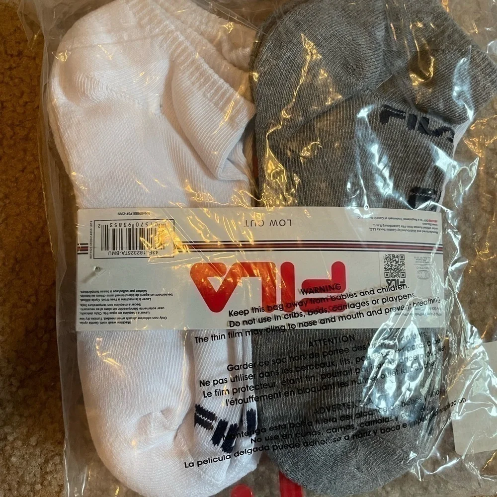 𝅺fila low cut socks 6 pack multi-colored
